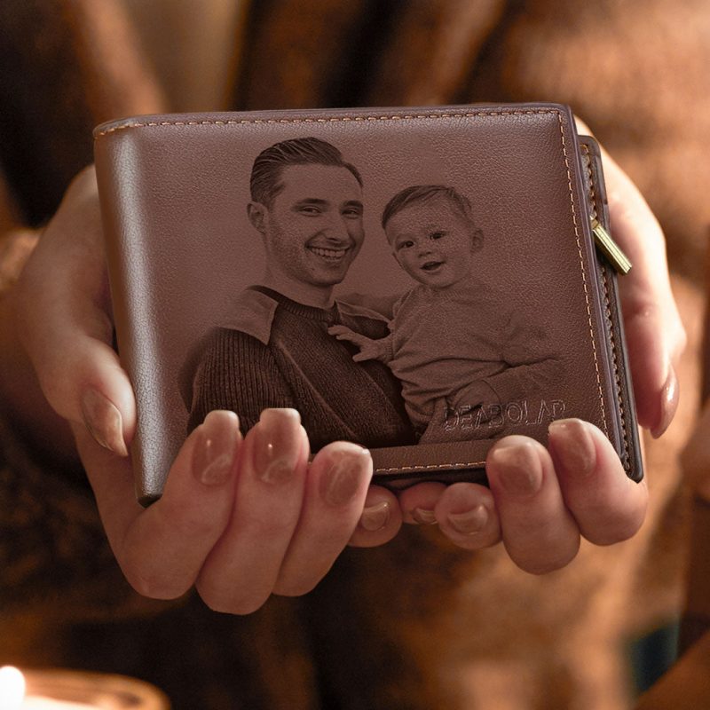 Mens Wallets Custom Photo Engraved Wallet Personalized Mens Wallets Gift For Dad