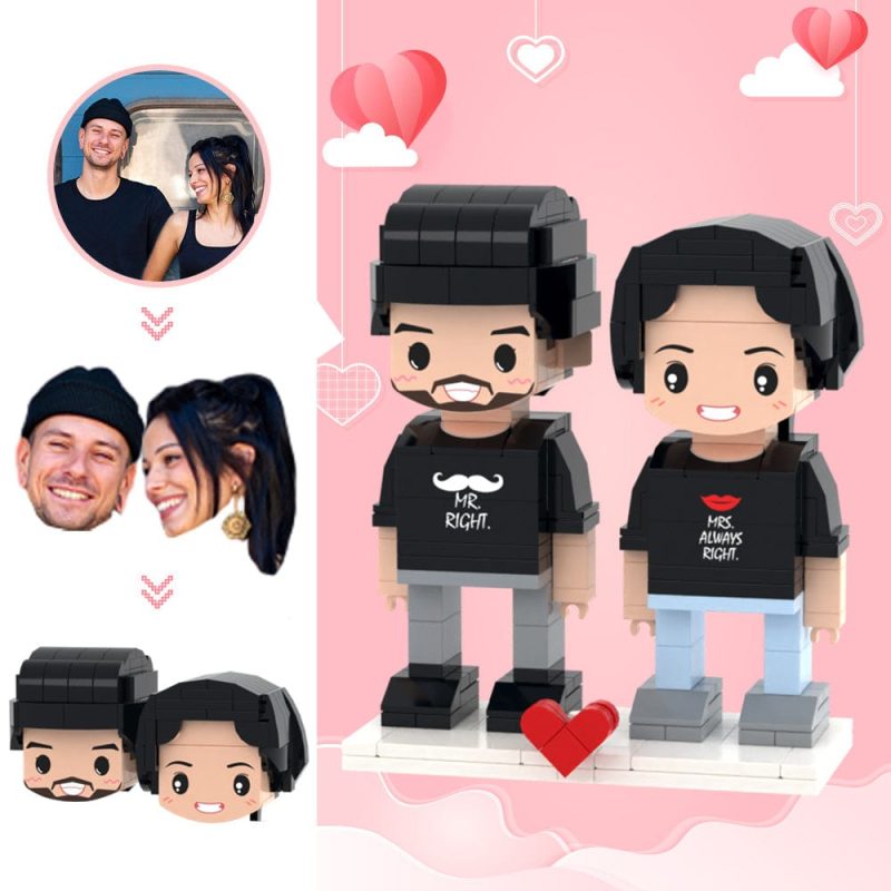 Valentine’s Day Gifts Custom Head 2 People Cute Brick Figures Wife is Always Right Brick Figures