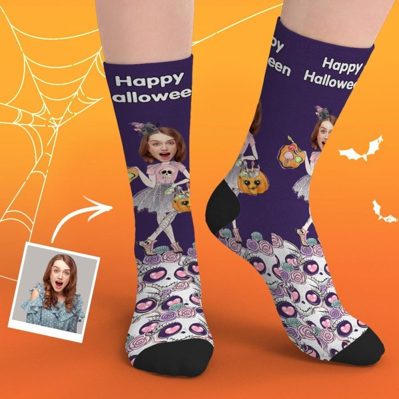 Halloween Face Socks Custom Girl Face Socks Halloween Gift for Her