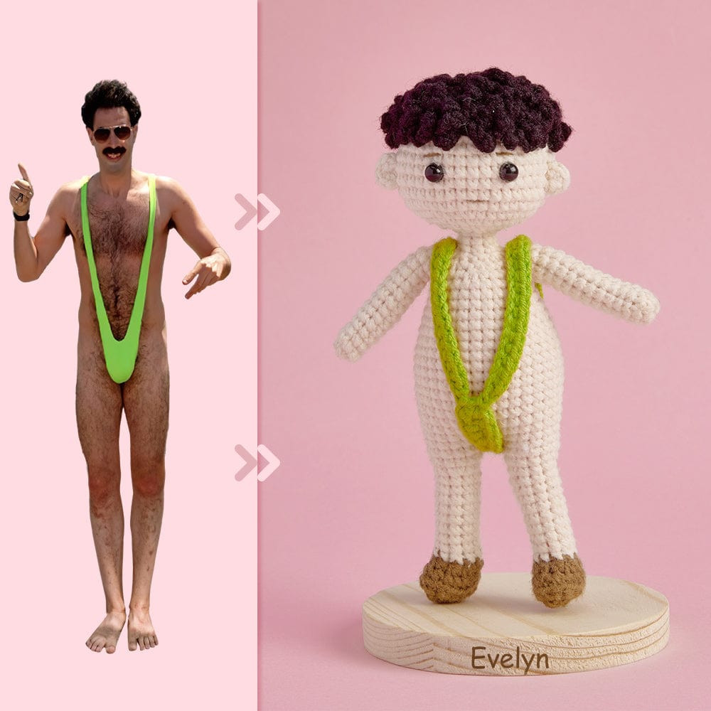 Full Body Customizable 1 Person Custom Crochet Doll Personalized Gifts Handwoven Mini Dolls - Funny Man Bikini - Image 2