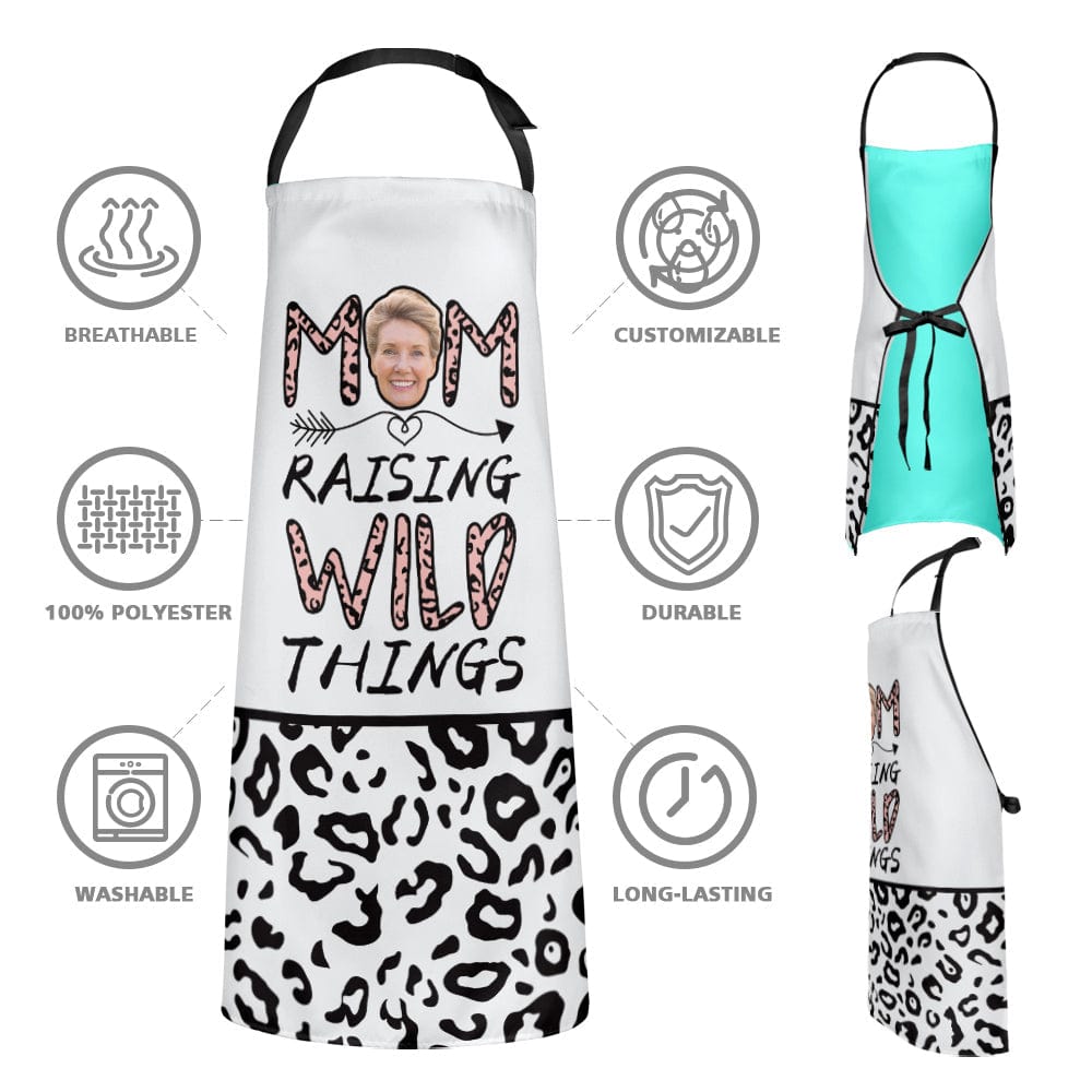 Custom Photo Apron Leopard Print Mother's Day Gift for Mom - Image 2