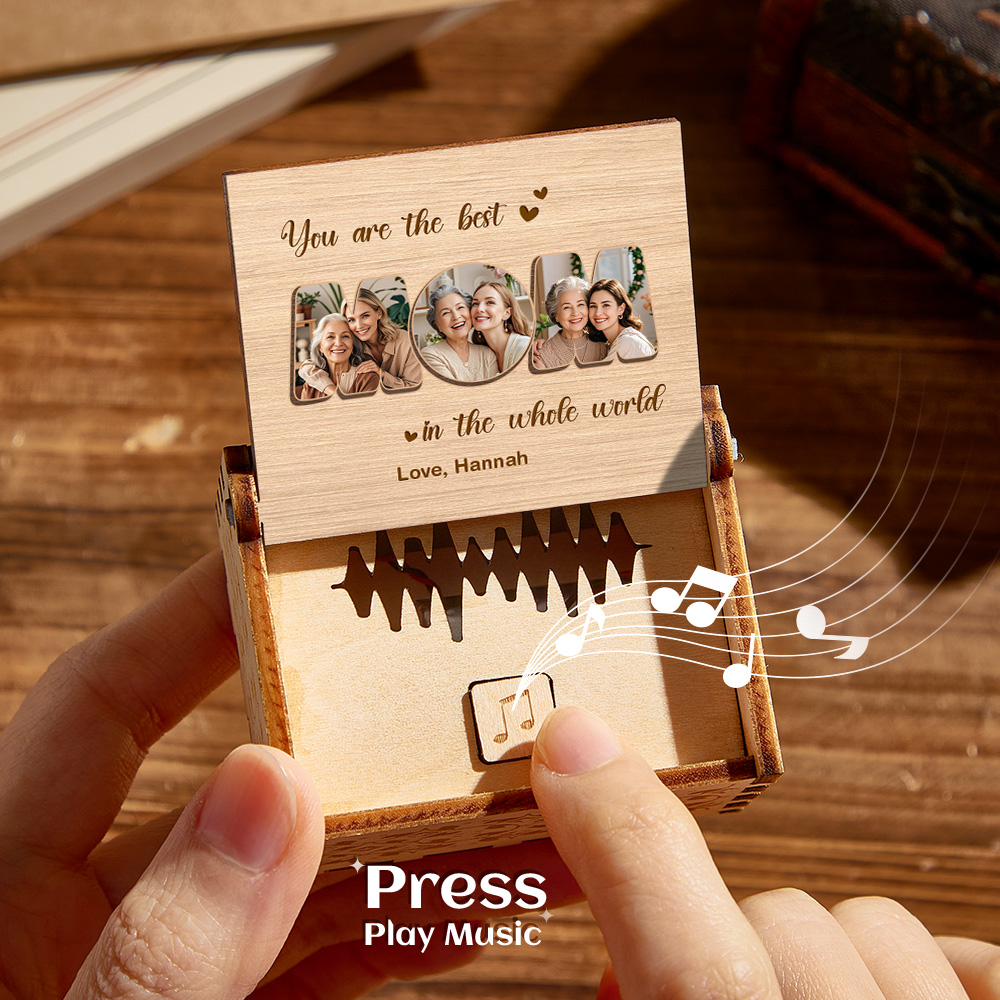 Personalized Wooden Photo Music Box Custom Best Mom Music Box Gift for Mother - Image 2