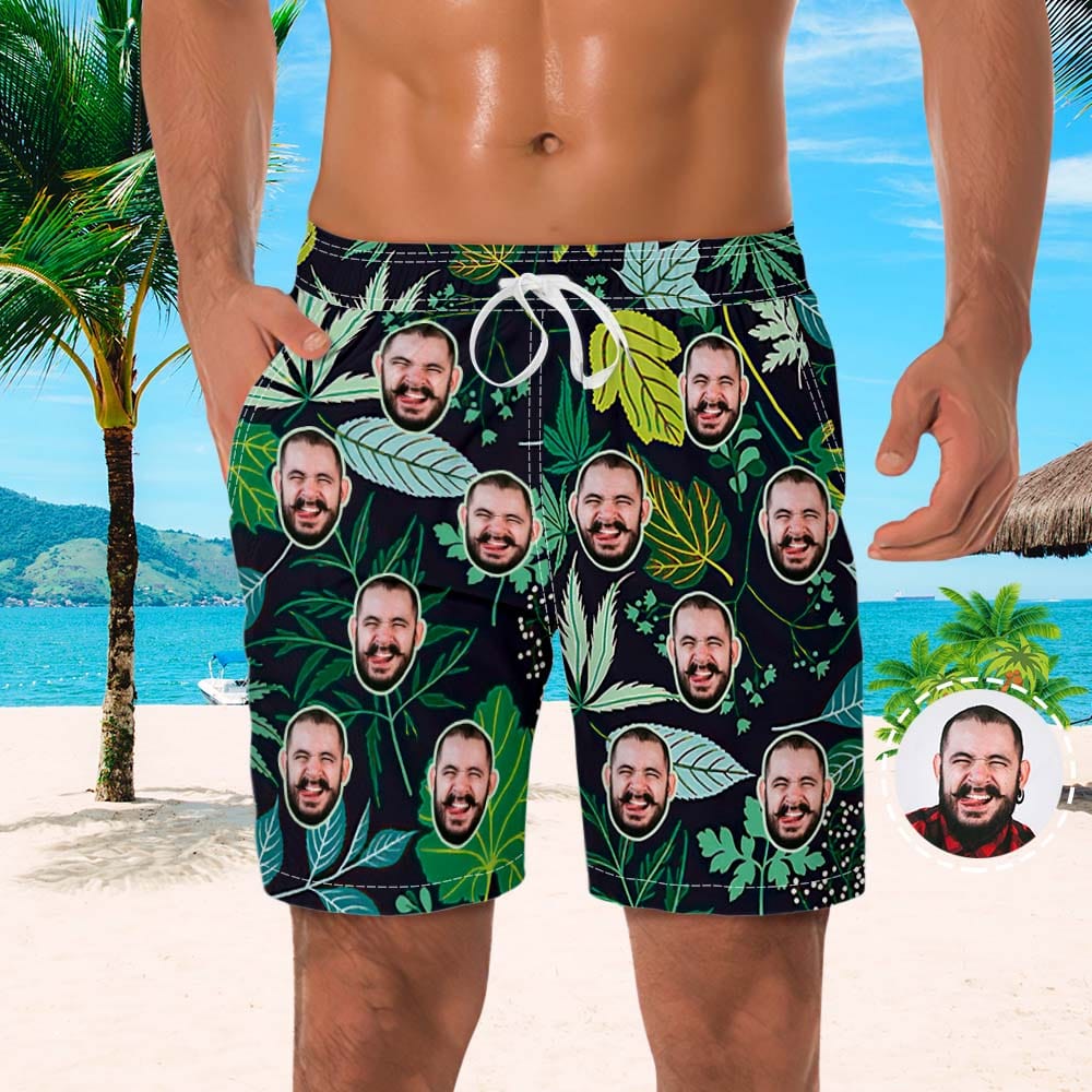 Men's Custom Face Beach Trunks All Over Print Photo Shorts Cool Handsome