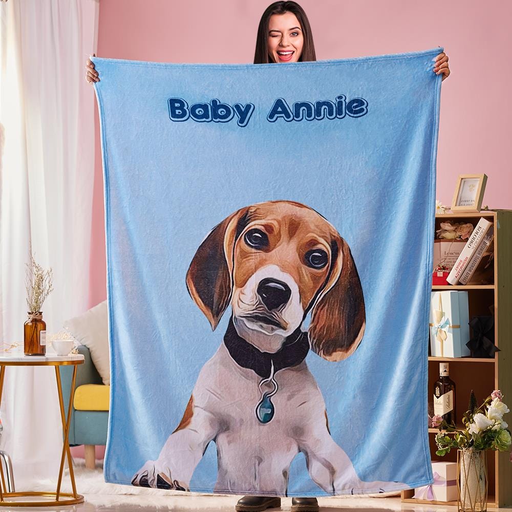 Custom Dog Blankets Personalized Pet Photo Blankets Painted Art Portrait Fleece Blanket - Image 3