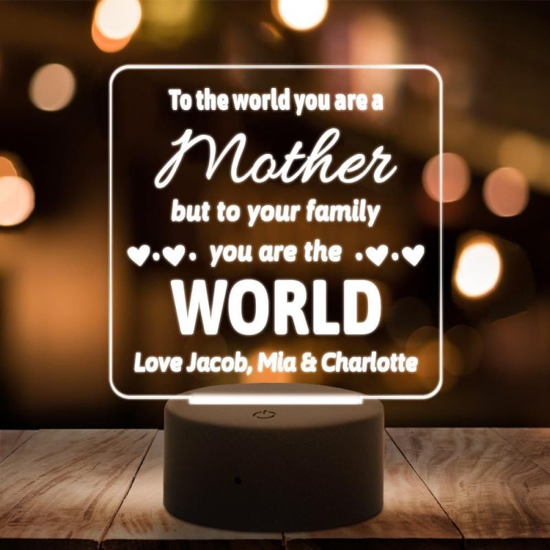 Personalized Night Light Acrylic 7 Colors Anniversary Gifts