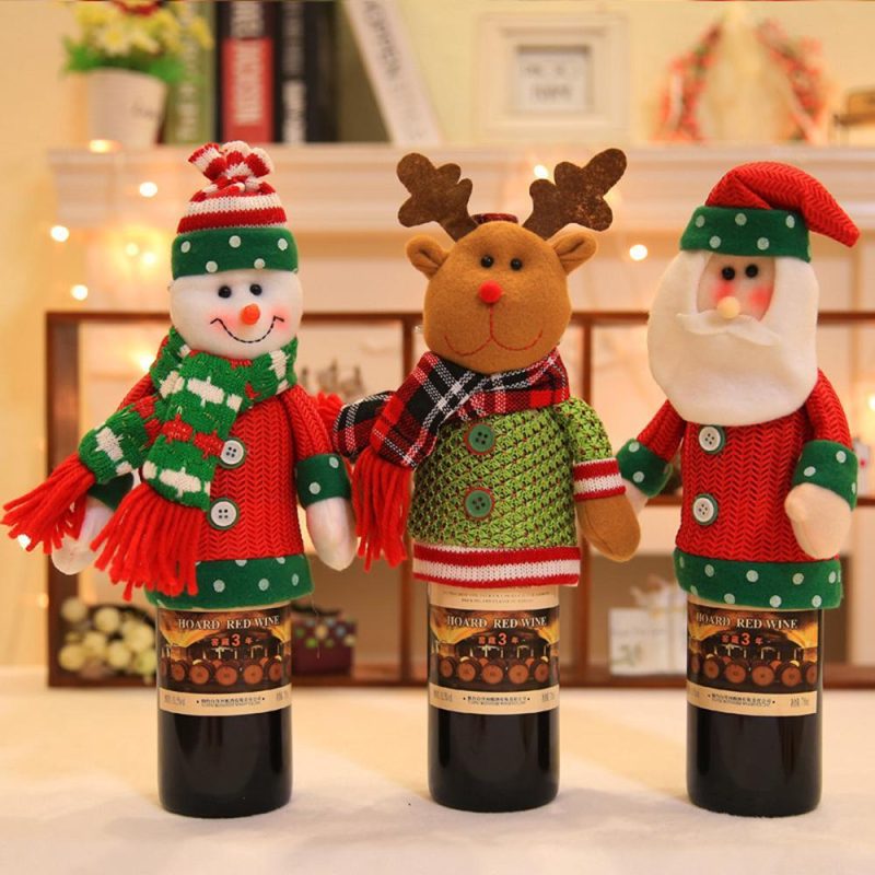 Cute Sweater Wine Bottle Covers with Hat Christmas Gift for Friends
