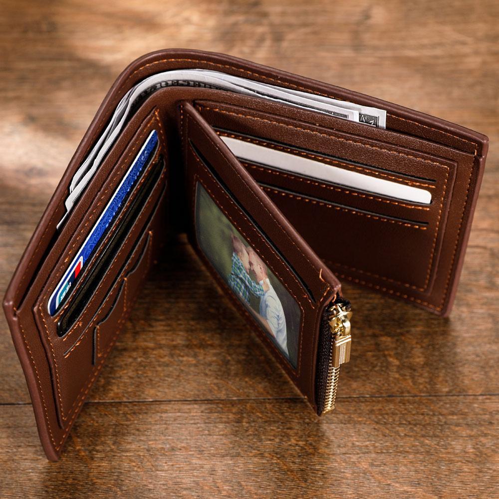 Mens Wallets Custom Photo Engraved Wallet Personalized Mens Wallets Gift For Dad - Image 2