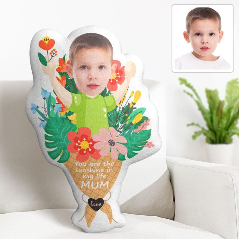 Custom Photo Face Pillow Mother’s Day Flower Face Pillow Mum You Are the Sunshine in My life