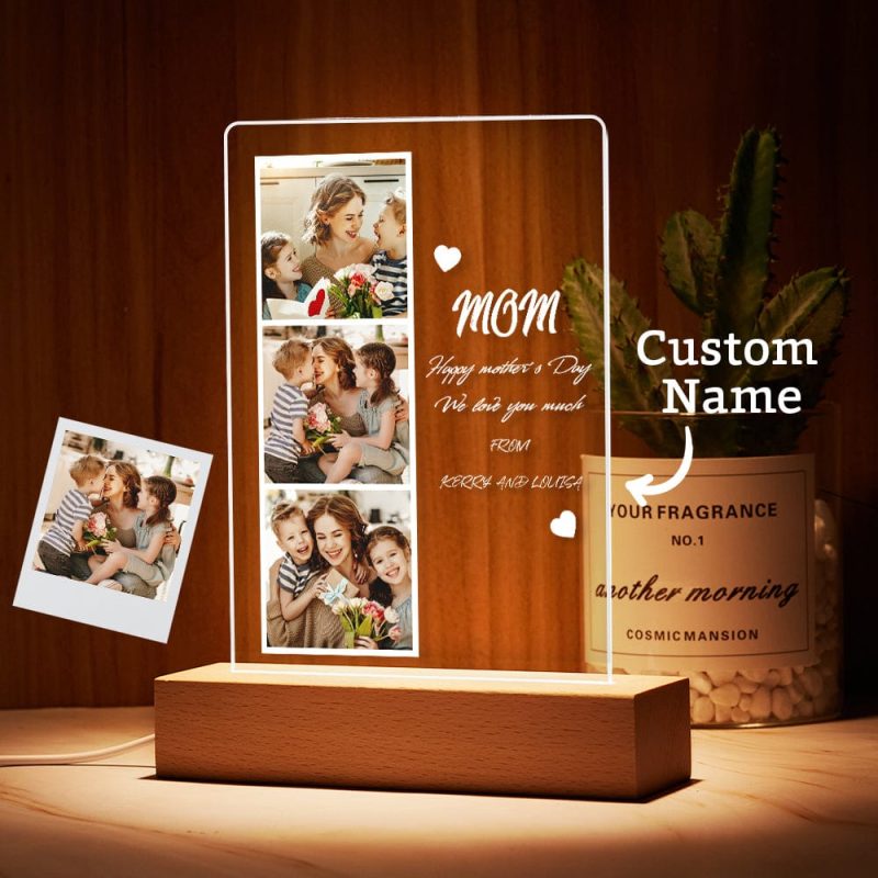 Custom Night Light Christmas Gift for Mom Custom Photo and Name Mother’s Day Gift