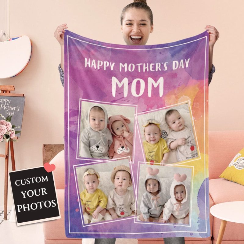 Mother’s Day Blanket with Pictures Gifts for Mom Baby Photo