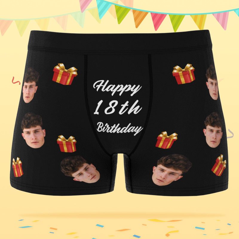 Custom Face Boxer Shorts with Age Birthday Gift for Boyfriend