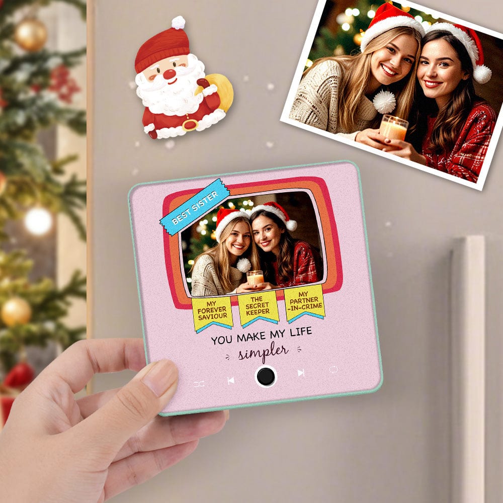 Personalized Photo Music Fridge Magnet Christmas Gift for Sisters and Brothers Custom Music Magnets Can Play Songs - Image 2