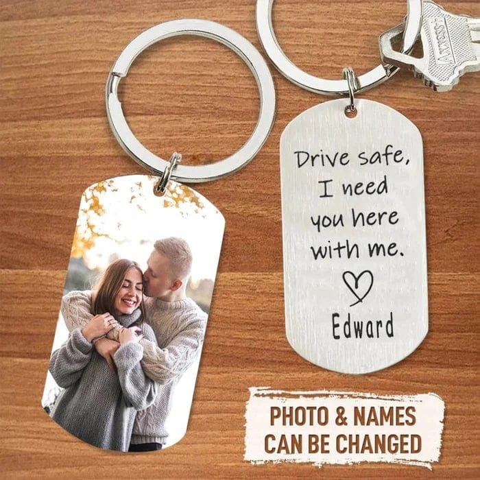 Wedding Gifts Drive Safe Keychain Custom Photo Keychain With Name For Boyfriend - Image 3