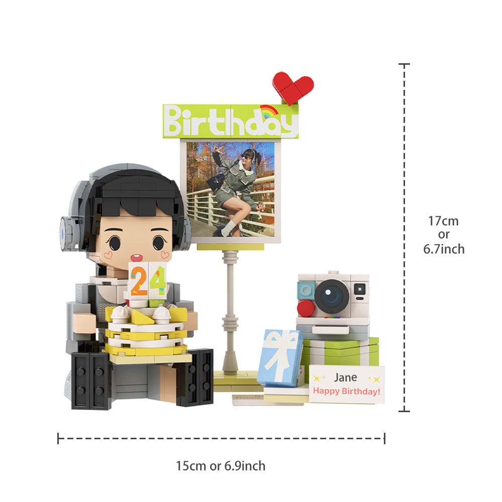 Custom Brirthday Brick Figures Personalized Sitting Brick Figures Small Particle Block Toy - Image 2