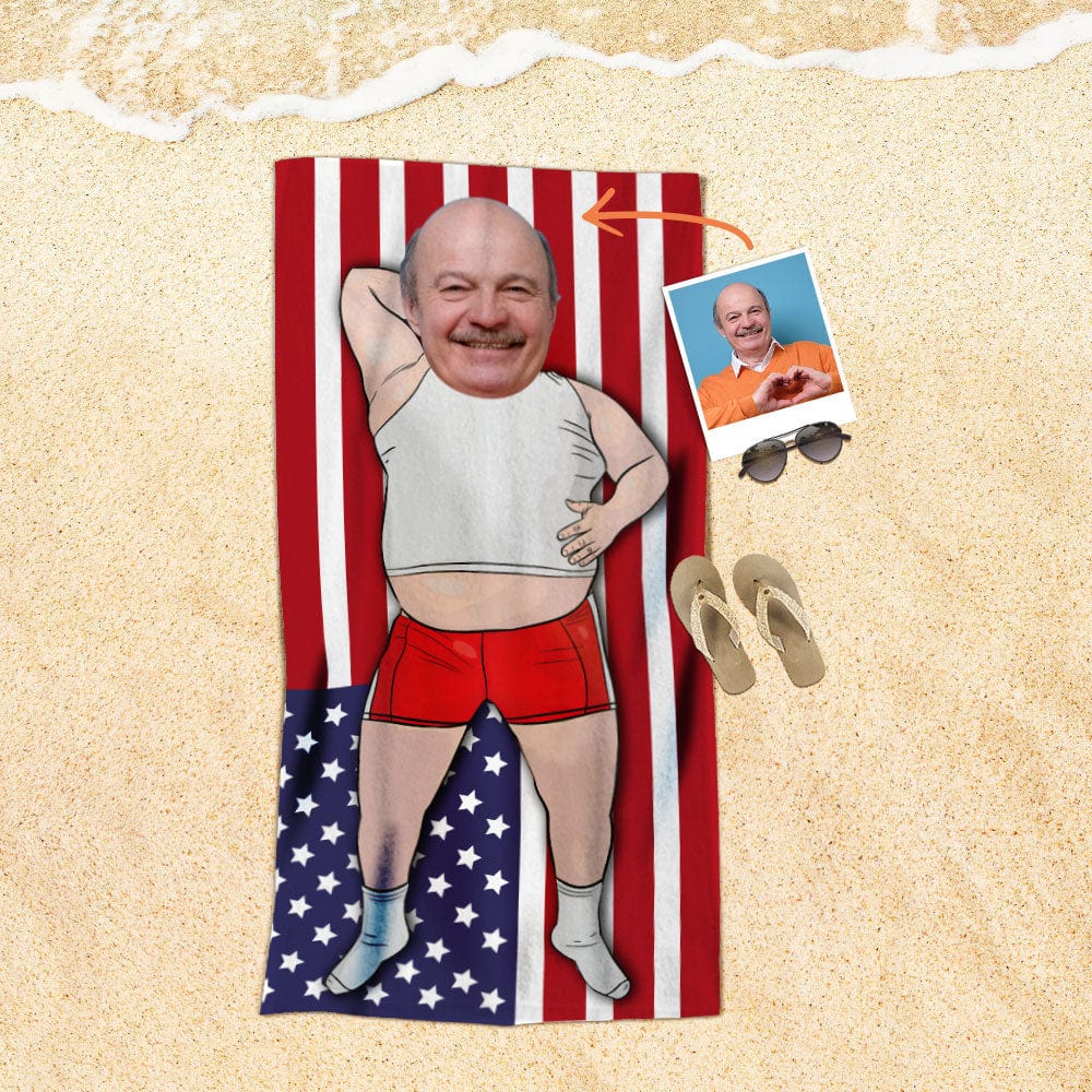 Custom Face Beach Towel Personalized Plus Size Man Style Beach Towel Funny Gift for Summer - Image 2
