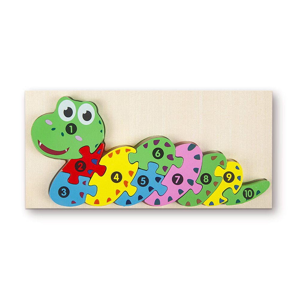 Wooden 3D Jigsaw Puzzle Snake Number Block Puzzles Educational Learning Montessori Toys for Toddlers - Image 2