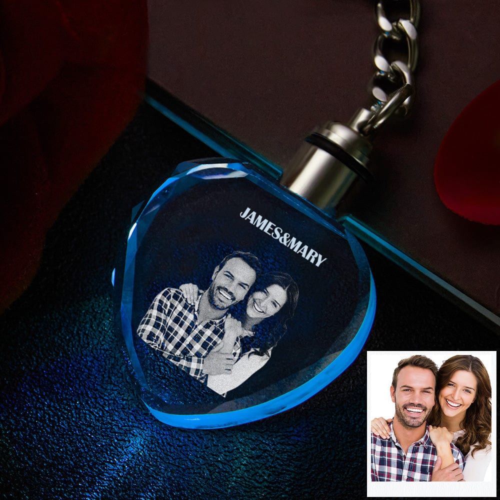 Custom Keychain Crystal Photo Keychain Heart Shape Valentine's Day Gifts - Image 2