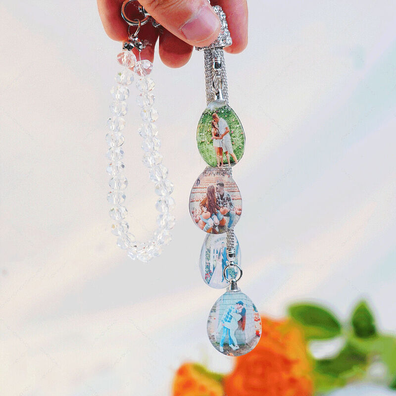 Personalized Photo Pendant 4 Styles Lucky Crystal Car Pendant add 5 Photos for Friends - Image 2
