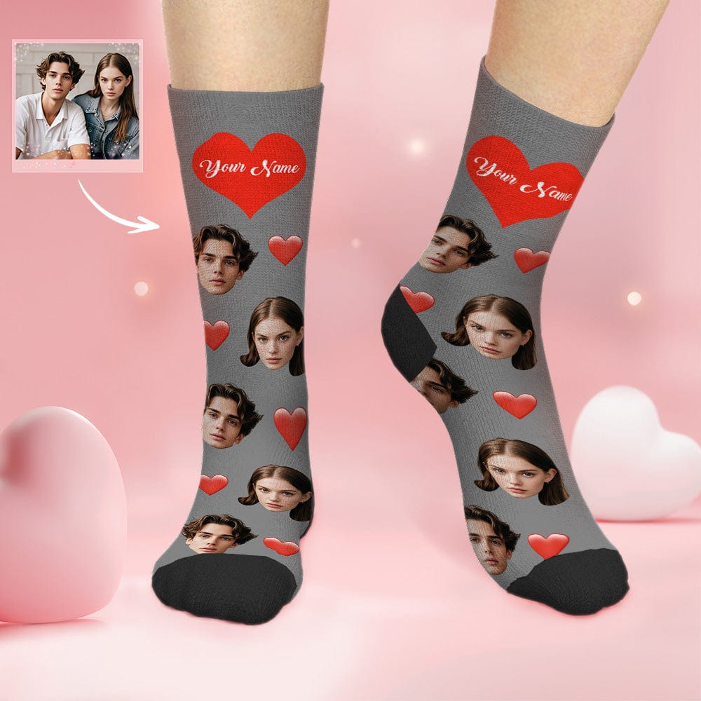 Custom Socks With Couple's Faces Colorful Socks Valentines Day Gifts - Image 5