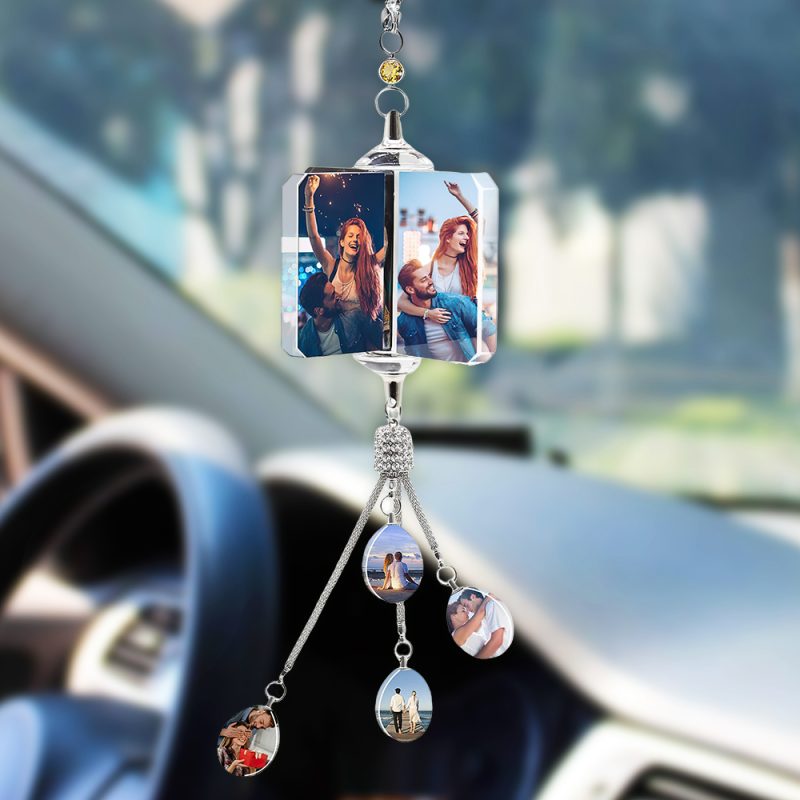 Personalized Photo Pendant 4 Styles Lucky Crystal Car Pendant add 5 Photos for Friends