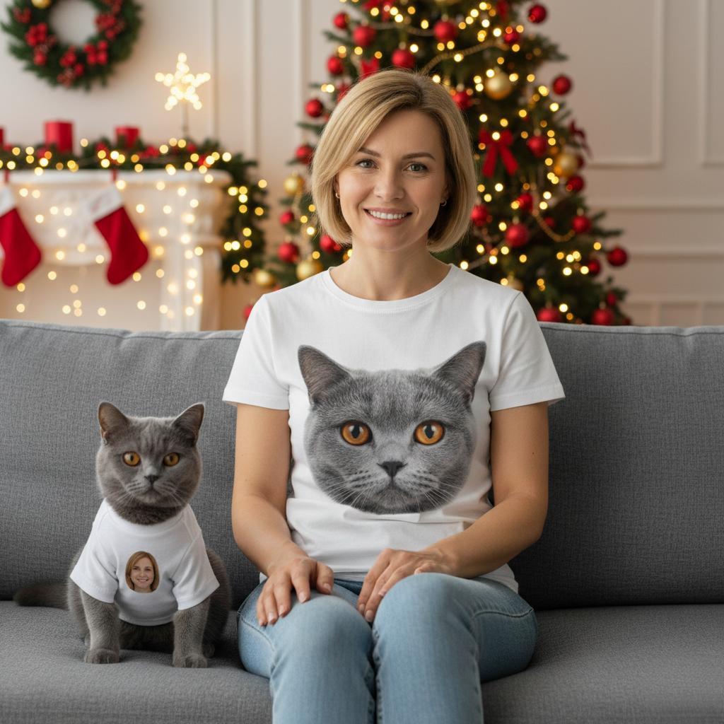 Custom Photo T-Shirt Set Dog and Owner Matching Shirts Personalized Pet Lover Gift - Image 2