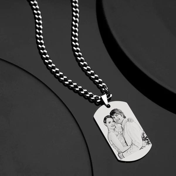 Photo Engraved Necklace with Date Custom Necklace Gift For Couple - Image 4