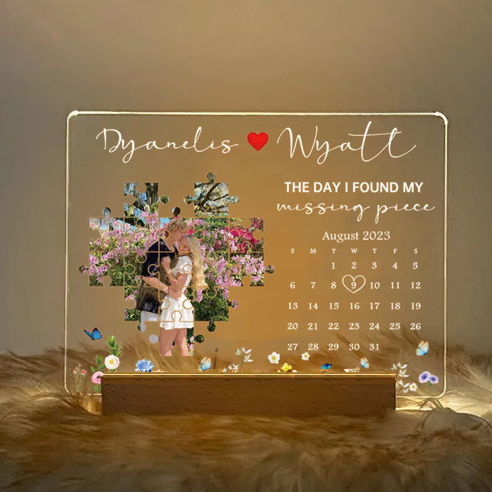 The Day I Found My Missing Piece Night Light Frame Personalized Gift - Image 2