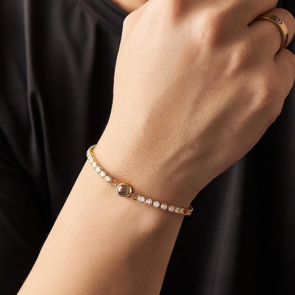 Custom Photo Projection Tennis Bracelet Personalized Trendy Circle Photo Bracelet Gifts For Him - Image 5