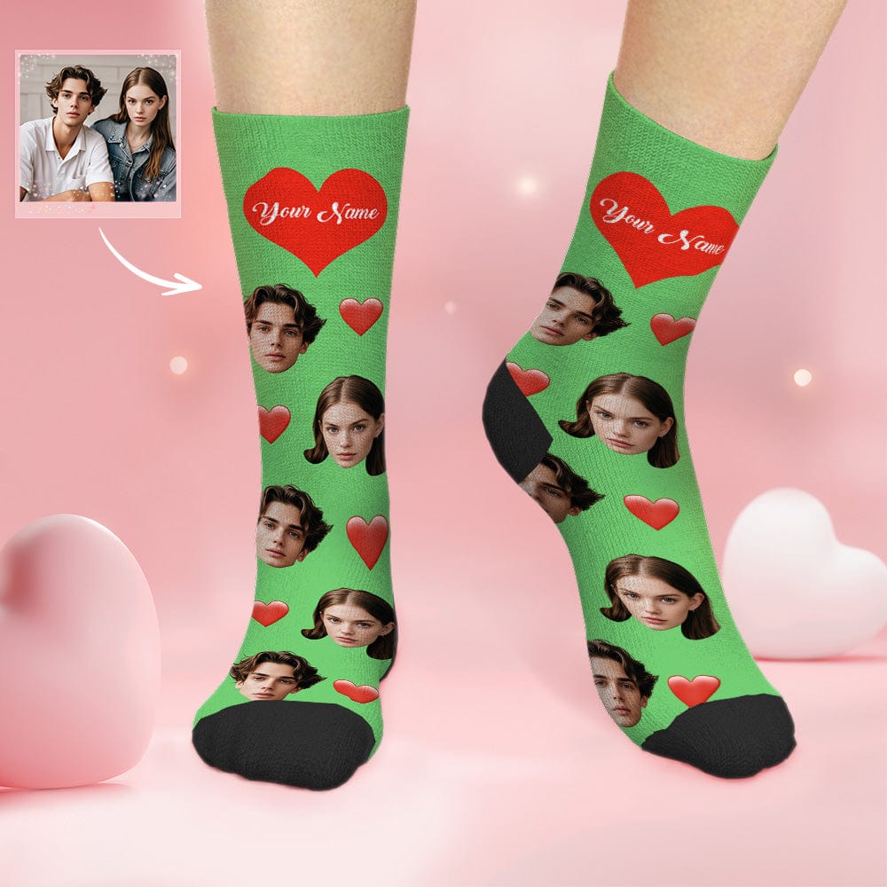Custom Socks With Couple's Faces Colorful Socks Valentines Day Gifts - Image 4