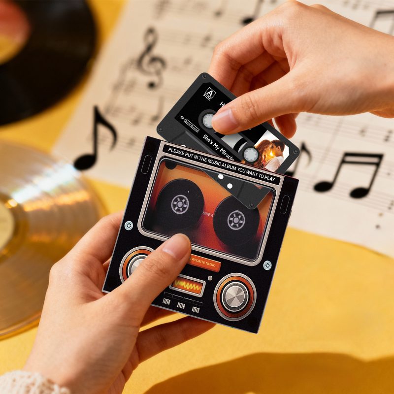Music MixTape Fridge Magnet Cassette-Shaped with Preview Before Buy| Auto-Play 1-9 Song Acrylic Decor MixTape No Phone Needed Gift for CouplesUS