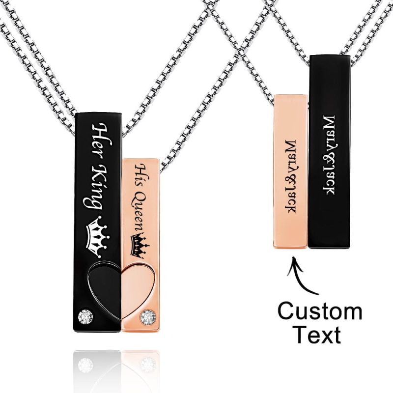 Custom Engraved Couple Necklace Creative Crown Personality Gifts