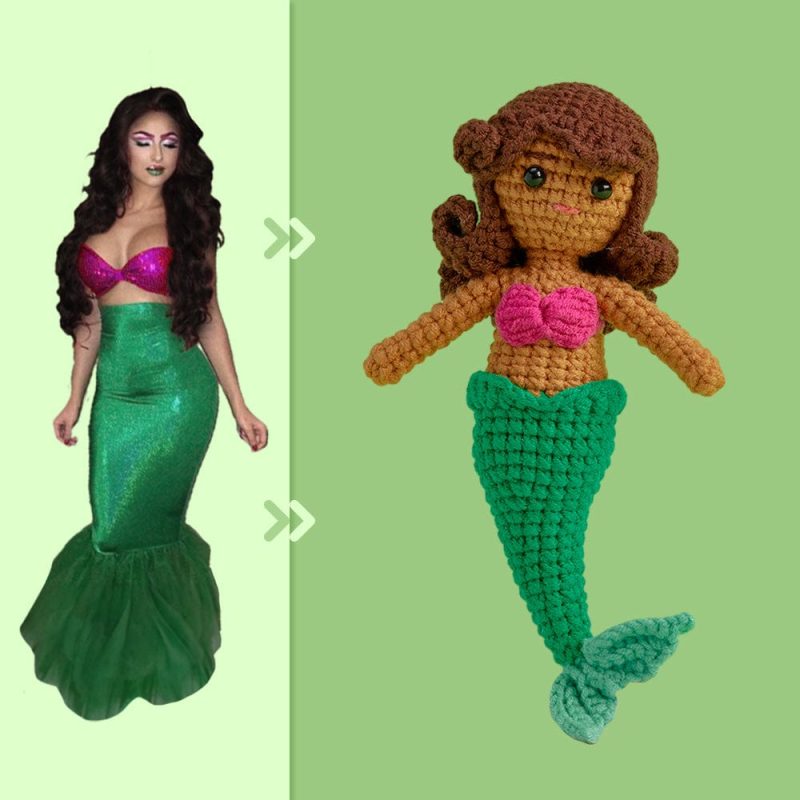Full Body Customizable 1 Person Custom Crochet Doll Personalized Gifts Handwoven Mini Dolls – Mermaid