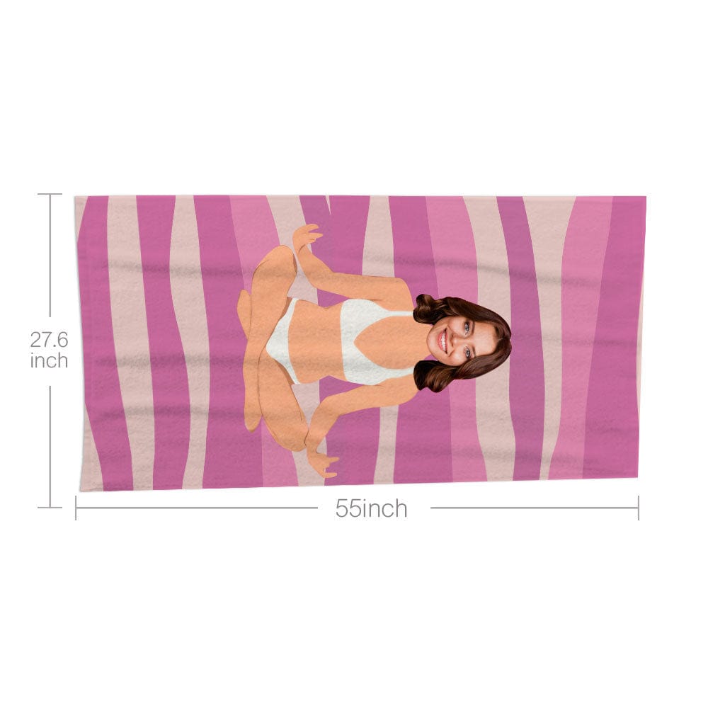 Custom Face Beach Towel Personalized White Bikini Beauty Style Beach Towel Funny Gift for Summer - Image 3