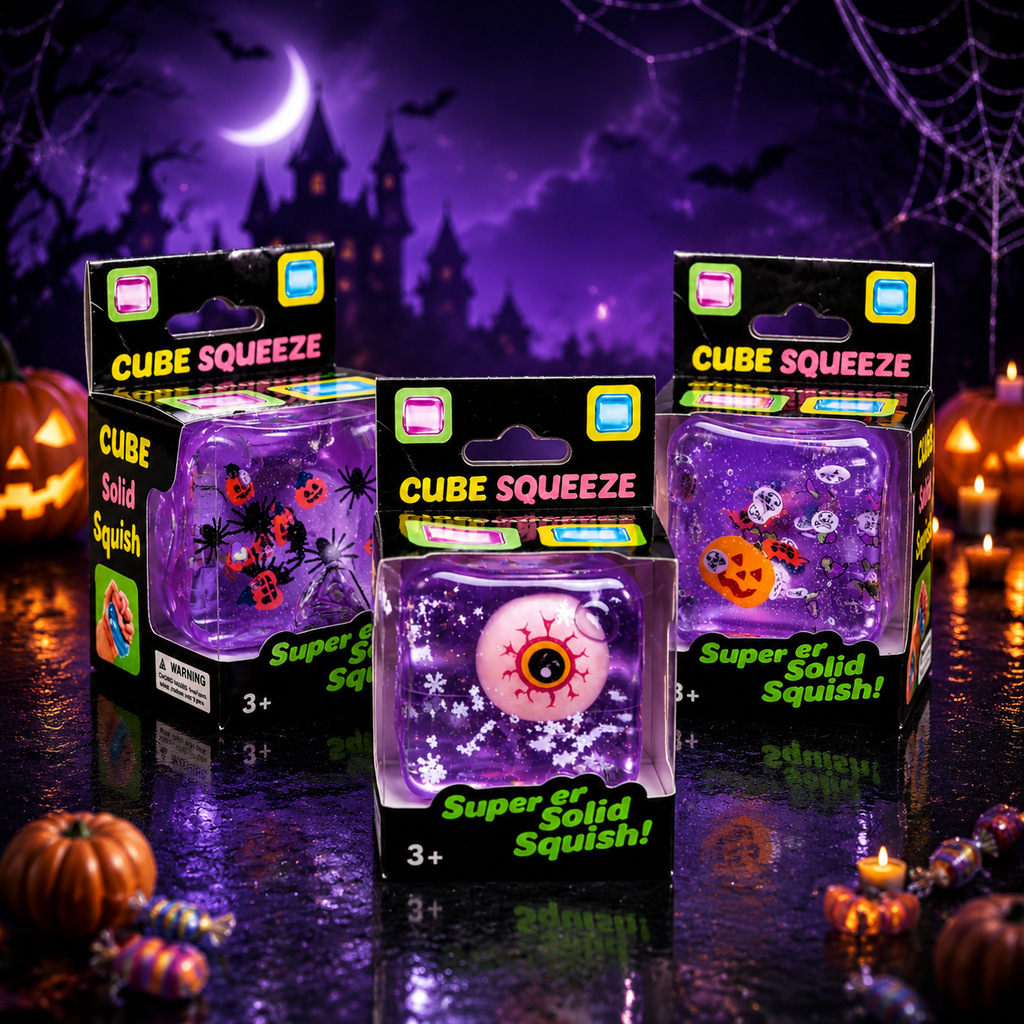 Ice Cube Squishy Toy – Soft Squeeze Stress Relief Fidget Toy with Spooky Halloween Design - Image 3