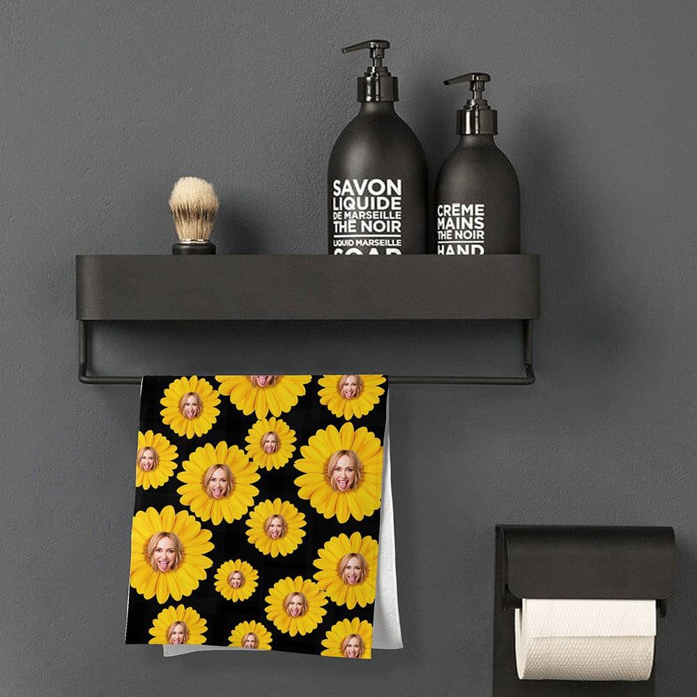 Personalized Photo Towel With Face Funny Gifts for Her Sunflower Towel