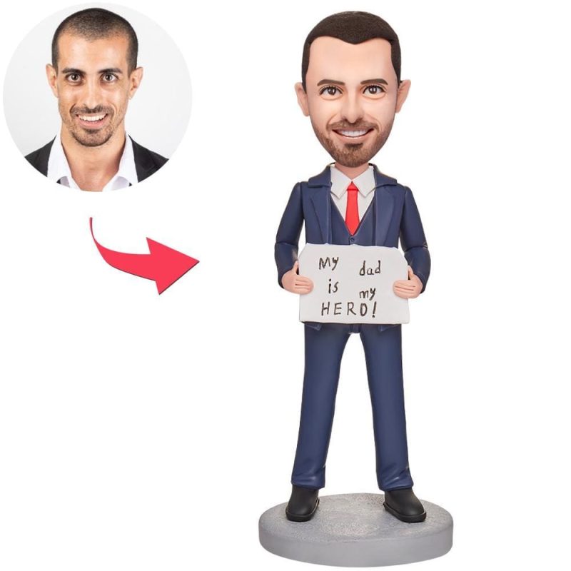 Father’s Day Bobblehead Custom Bobblehead with Engraved Text Father’s Day Gifts – My Dad is My Hero