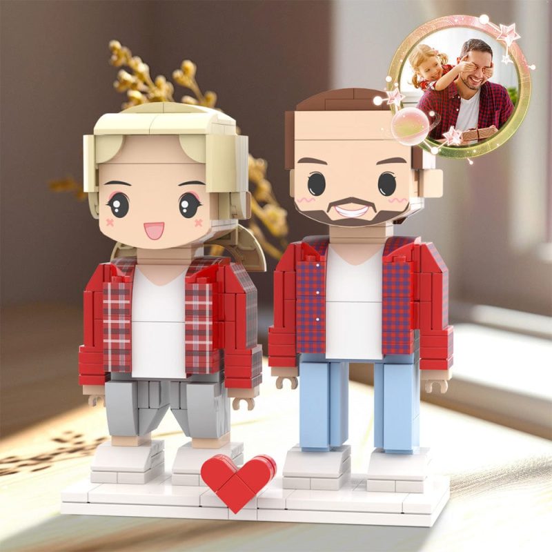 Personalized Fully Body Customizable 2 People Custom Brick Figures For Dad On Father’s Day