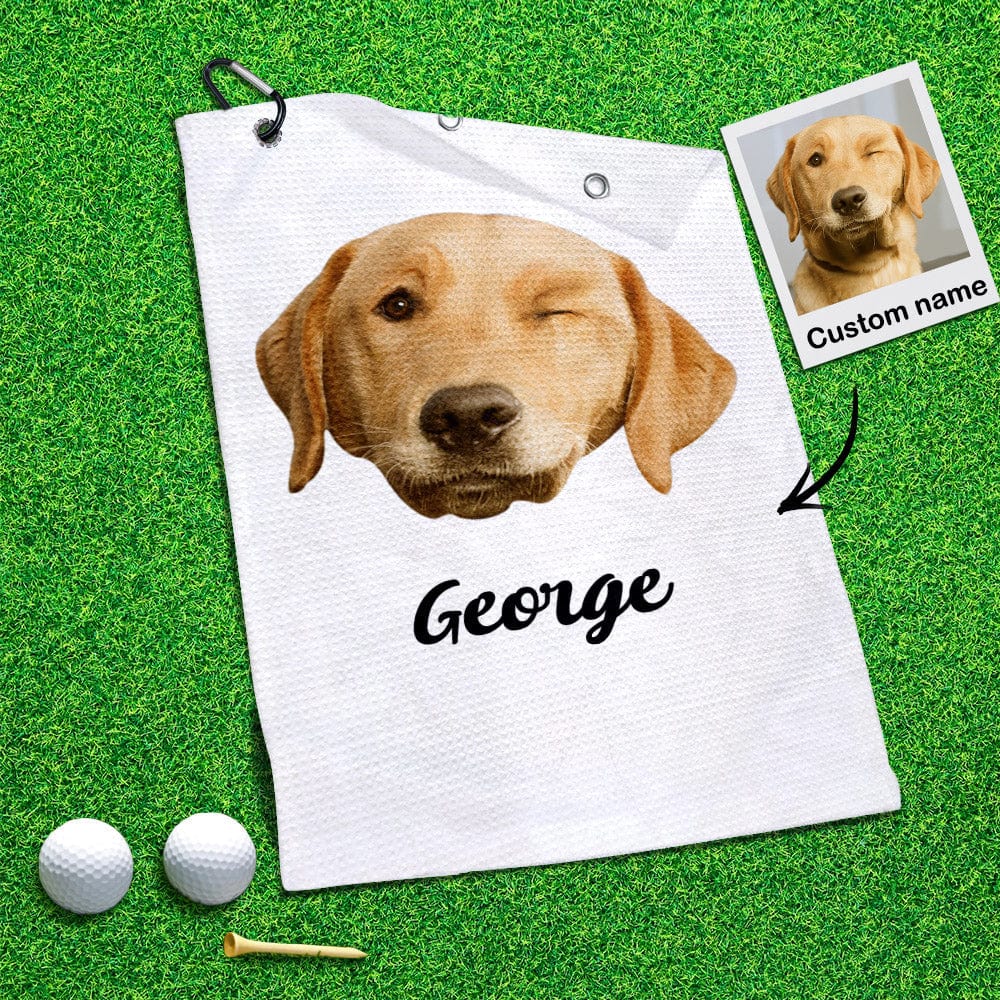 Photo Golf Towel Personalised Golf Towel Gifts for Golf Lovers - Face and Name - Image 2