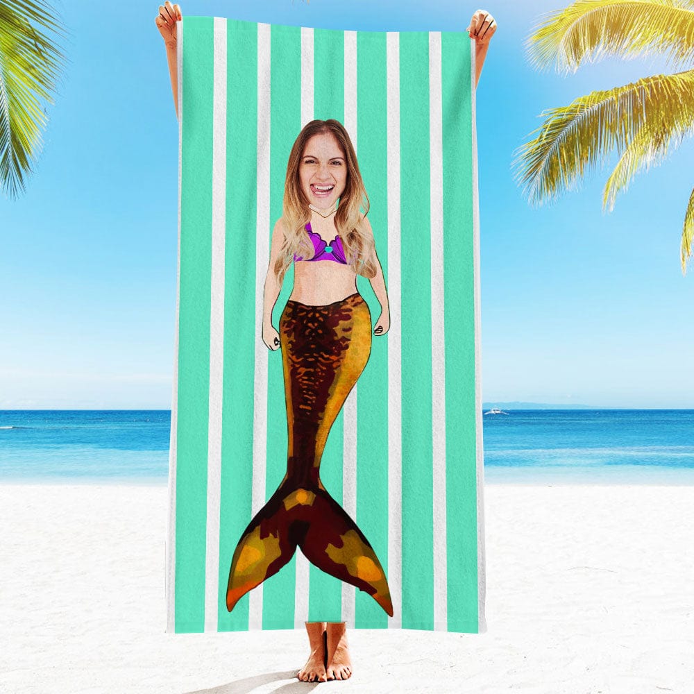 Custom Face Beach Towel Personalized Beach Towel Funny Gift for Summer