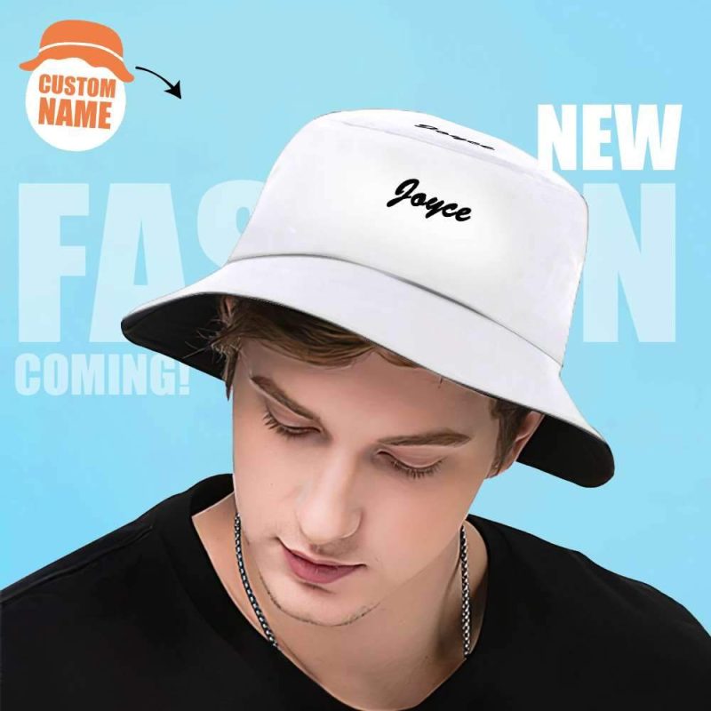 Custom Print Bucket Hat Custom Fishing Hats Custom Hats No Minimum – White