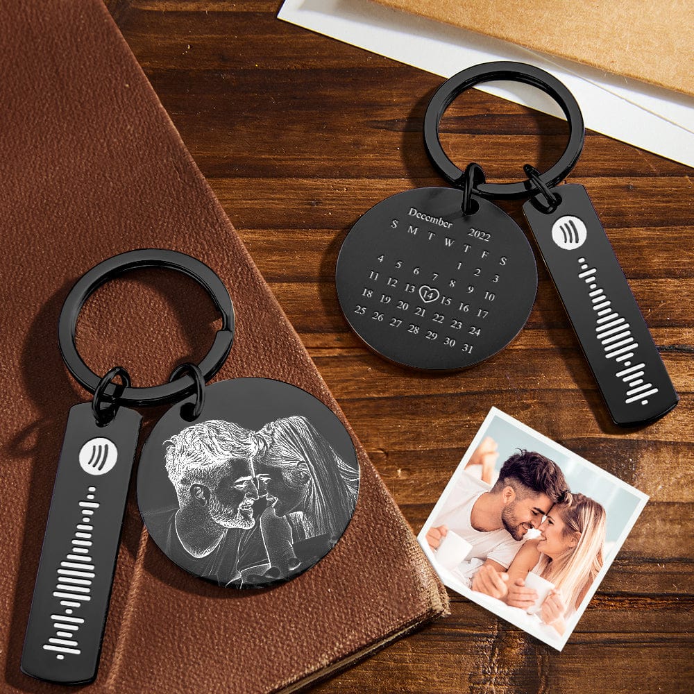 Custom Photo Calendar Spotify Keychain Personalized Stainless Steel Keychain Valentine's Day Gift for Lover - Image 5
