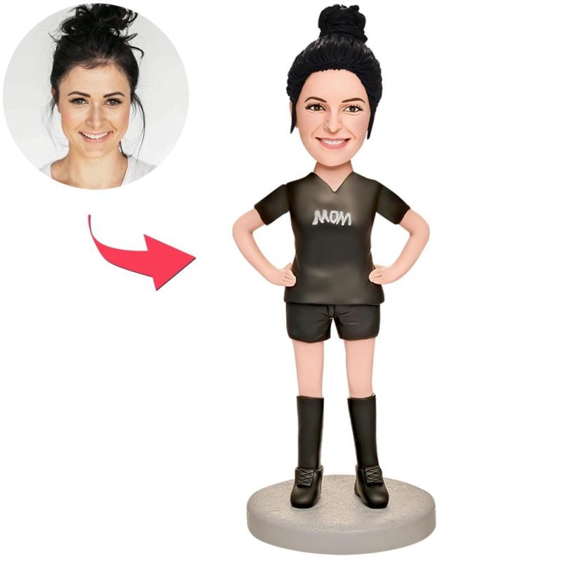 Custom Bobblehead with Engraved Text Mother’s Day Gift – Mom in Black