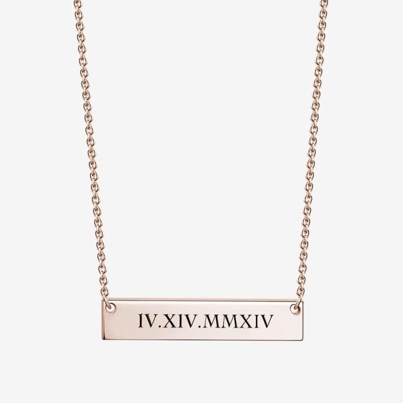 Birthday Gift Engraved Bar Necklace – Silver