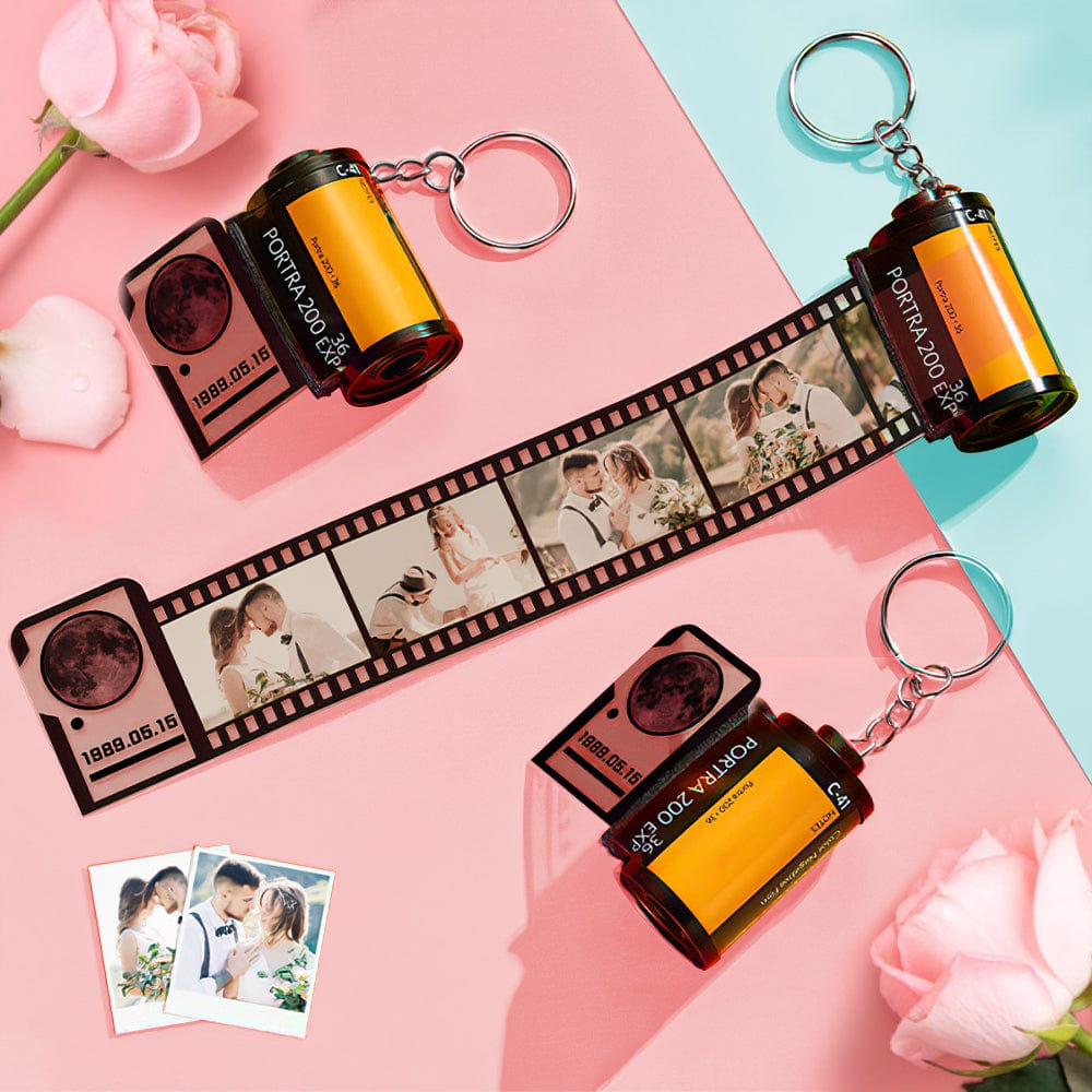 Custom Film Roll Keychain the Moon on the Day You were Born Photo Gifts - Image 2