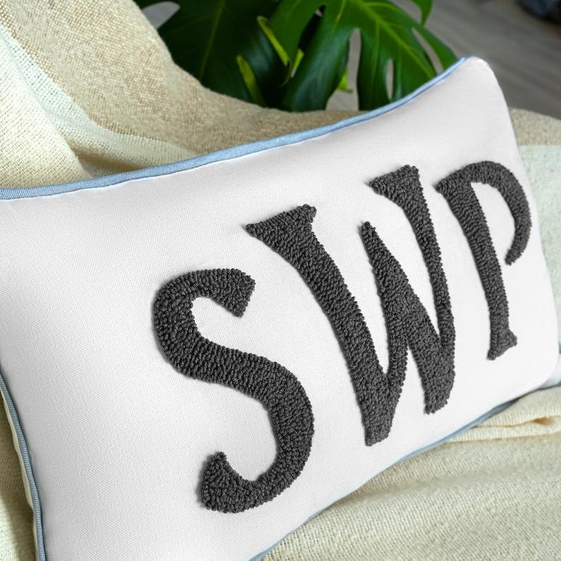 Home Decor Punch Needle Embroidered Custom Pillow, Personalized Gift, Graduation Gift, Dorm Room Decor, Kids Room Decor, Monogram Pillow - Image 3