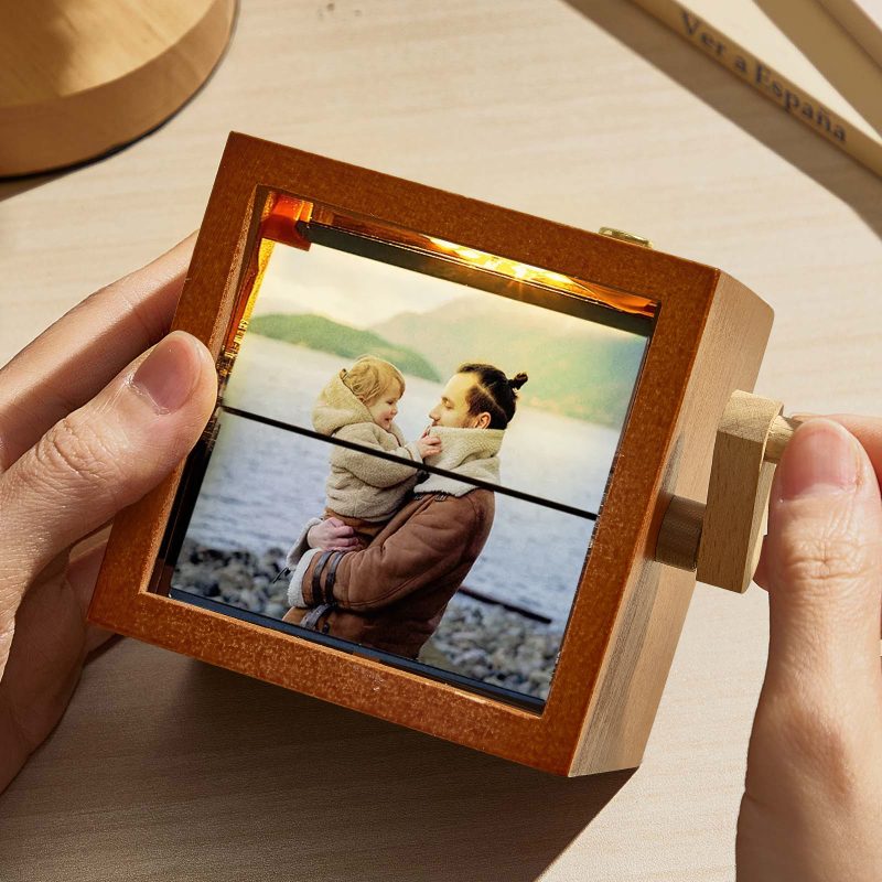 Custom To My Dad Photo Flipbook Frame Animation Machine Mechanical Hand-cranked Flipbook Box Photo Cube Frame Father’s Day Gifts