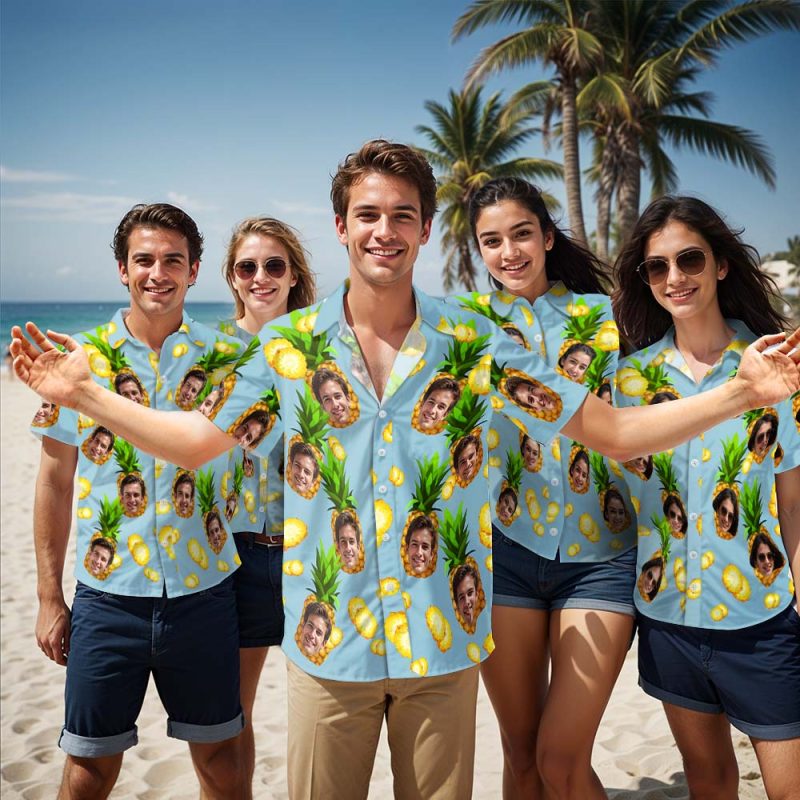 Custom Face Pineapple Hawaiian Shirt For Men Fun Team Spirit for Corporate Events
