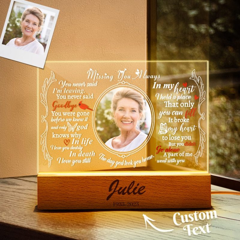 Custom Photo Night Light Acrylic Engraved Lamp in Memory of Grandma