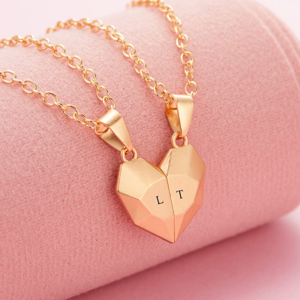 Custom Matching Necklaces For Couples Engraved Magnetic Heart Necklace Valentine's Day Gifts - Image 2