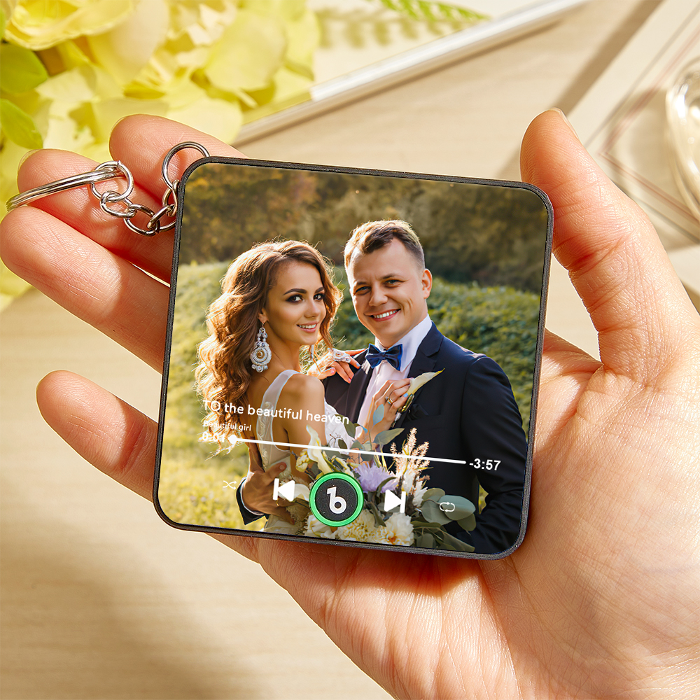 Custom Mini Music Fridge Magnet Keychain Personalized Photo Music Keychain Mini Magnet For Fridge That Can Play Songs Without Cellphone Anniversary Gifts